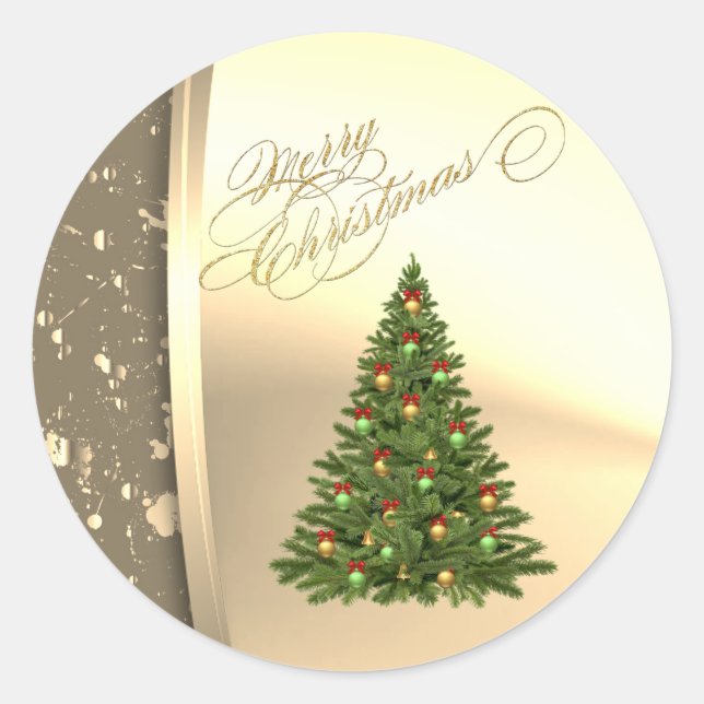 Adesivo Árvore de Natal Moderna, Dourado Falso (Frente)