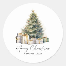 Adesivo Árvore de Natal Moderna em Watercolor Não Foto