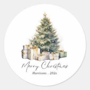 Adesivo Árvore de Natal Moderna em Watercolor Não Foto