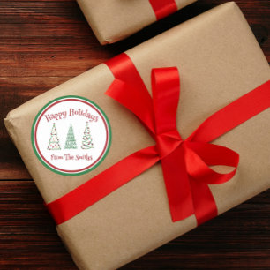 Adesivo Árvore de Natal Moderna Verde e Vermelha
