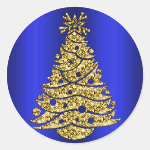 Adesivo Árvore de Natal ouro em Azul