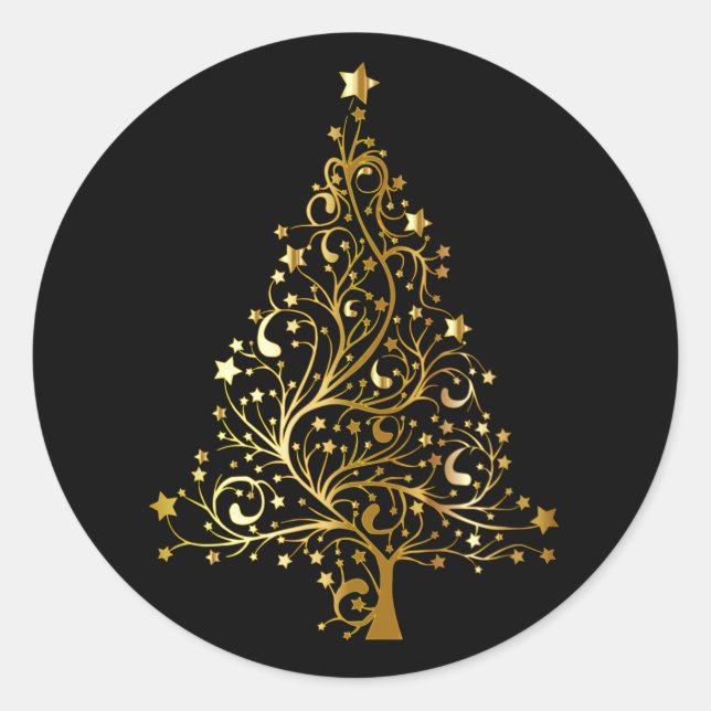 Adesivo Árvore de Natal ouro em preto (Frente)
