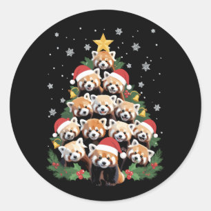 Adesivo Árvore de Natal Panda Vermelho Animal Engraçado
