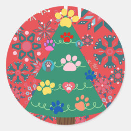 Adesivo Árvore de Natal para amantes de animais com orname