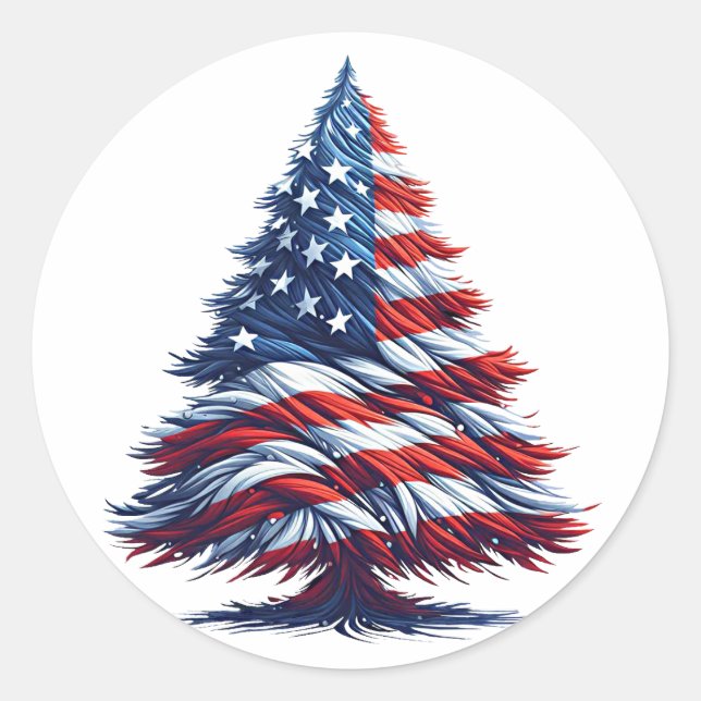 Adesivo Árvore de Natal Patriótica americana (Frente)