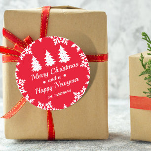 Adesivo Árvore de Natal Personalizada Feliz Natal Vermelho