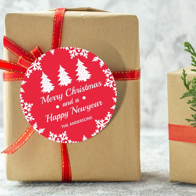 Adesivo Árvore de Natal Personalizada Feliz Natal Vermelho (Criador carregado)