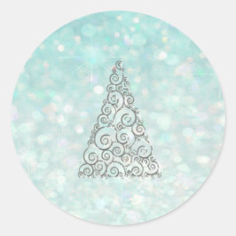 Adesivo Árvore de Natal Romântico Brilhante azul-claro