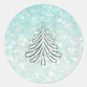 Adesivo Árvore de Natal Romântico Brilho azul claro