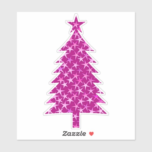 Adesivo Árvore de Natal Rosa de Fuchsia Profunda com Estre (Folha)