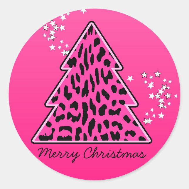 Adesivo Árvore de Natal Rosa Leopardo Cheetah (Frente)