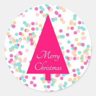Adesivo Árvore de Natal rosa Tipografia de Natal Feliz