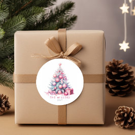 Adesivo Árvore de Natal Rosa Vintage Minimalista Moderna