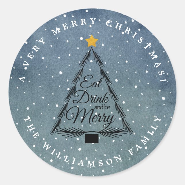 Adesivo Árvore de Natal Snowfall Blue Envelope Seal (Frente)