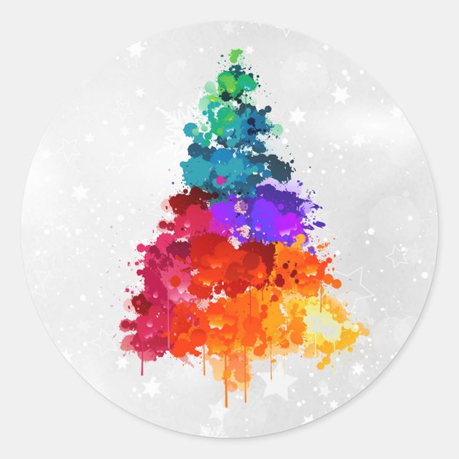 Adesivo Árvore de Natal, Tinta de Pintor, Cores Primárias (Frente)