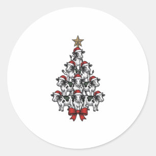 Adesivo Árvore de Natal Vaca Gravação Vintage Férias Fazen