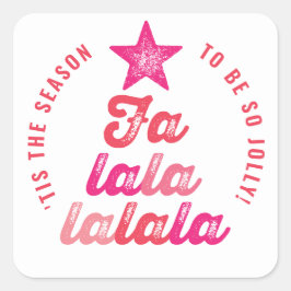 Adesivo Árvore de Natal Xmas Ombre Rosa Falalalala Diversã