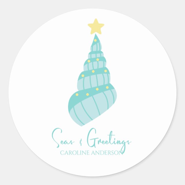 Adesivo Árvore de Shell dos Mares Costeiros e Saudações (Frente)