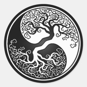 Adesivo Árvore de vida branca e preta Yin Yang