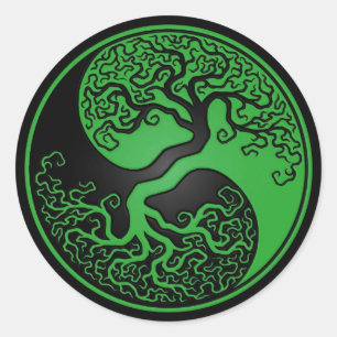 Adesivo Árvore de vida verde e preta Yin Yang