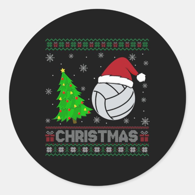 Adesivo Árvore de Voleibol Iluminação Feia de Natal Suor (Frente)
