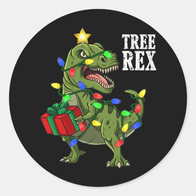 Adesivo Árvore do Dinossauro de Natal Rex Meninas Crianças (Frente)