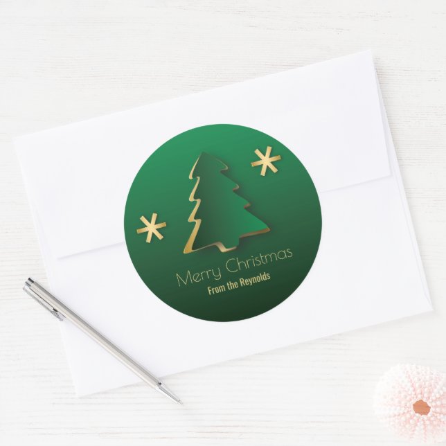 Adesivo Árvore Dourada de Natal Clássica Elegante (Envelope)