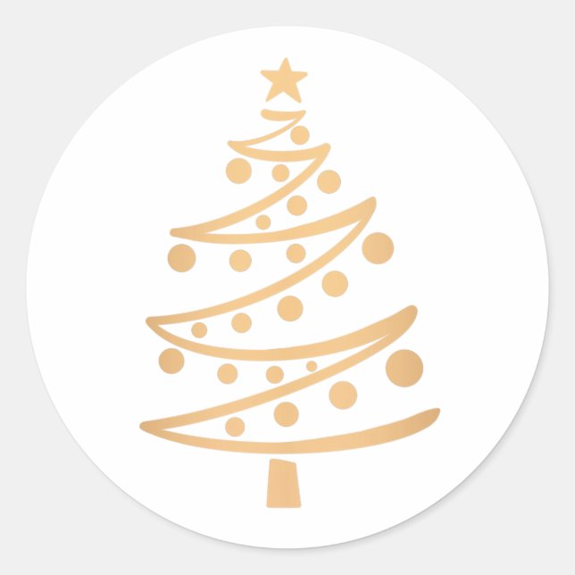 Adesivo Árvore Dourada de Natal Moderno Faux (Frente)