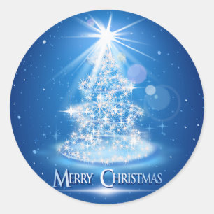 Adesivo Árvore e luz de Natal sobre o fundo azul