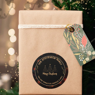 Adesivo Árvore Feliz de Natal Preta e Dourada Festiva