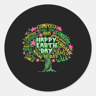 Adesivo Árvore Feliz do Dia da Terra Desenhando Ilustração