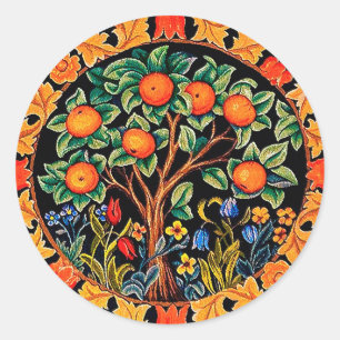 ADESIVO ÁRVORE LARANJA COM FOLHAS VERDE, FLORES