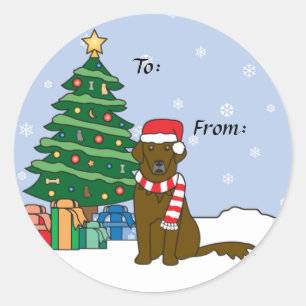 Adesivo Árvore Liso-Revestida do Retriever e de Natal