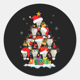 Adesivo Árvore Natal Badminton Ball Santa Hat Engraçado Xm