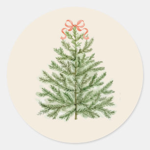 Adesivo Árvore Natal de Aquarela com Arco Vermelho