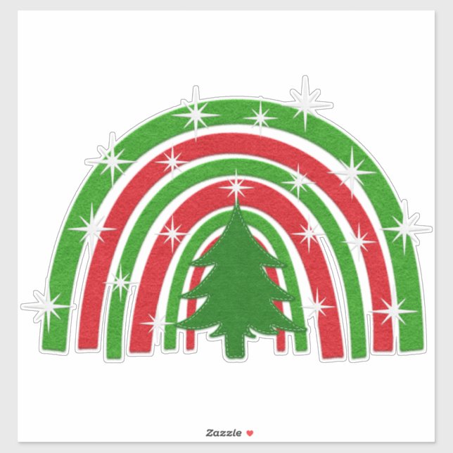 Adesivo Árvore Natal e Arco-íris | Faux Felt (Folha)