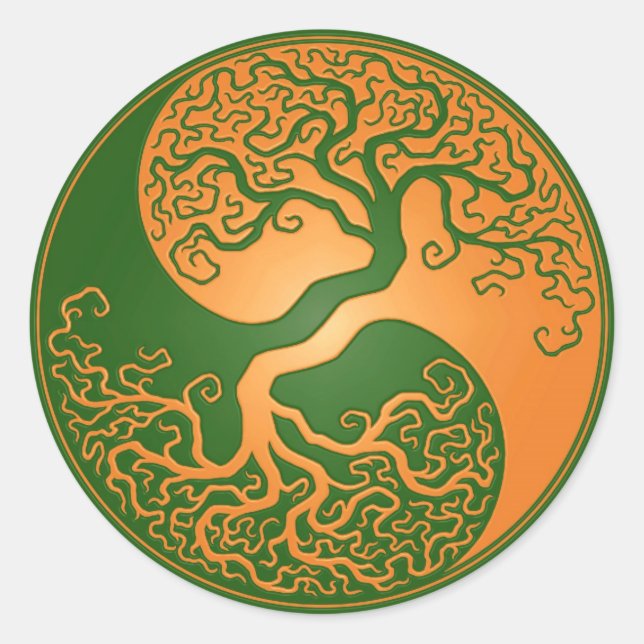 Adesivo Árvore ouro Green Yin Yang (Frente)