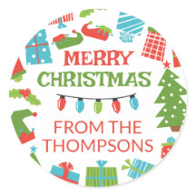 Árvore Retro Whimsical e presentes Feliz Natal De