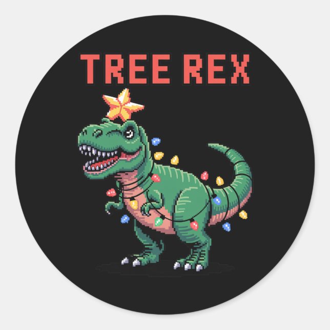 Adesivo Árvore Rex Suéter Feio de Natal Dinossauro  (Frente)