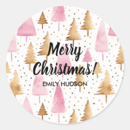 Adesivo Árvore Rosa Dourada Feliz de Natal