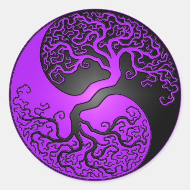 Adesivo Árvore roxa e preta de Yin Yang (Frente)