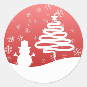 Adesivo Árvore Snowman de inverno Branco