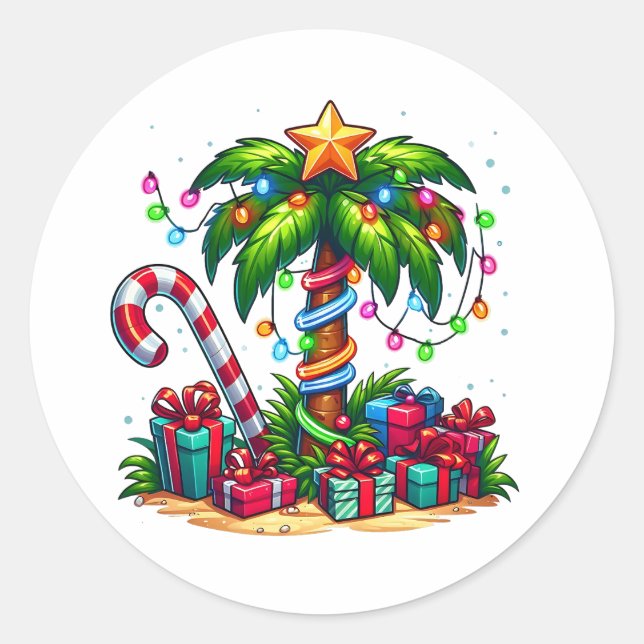 Adesivo Árvore Tropical de Palma de Natal (Frente)