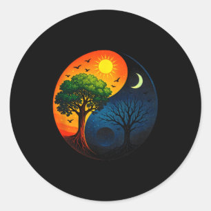 Adesivo Árvore Yin Yang - Símbolo Budista de Meditação Yog