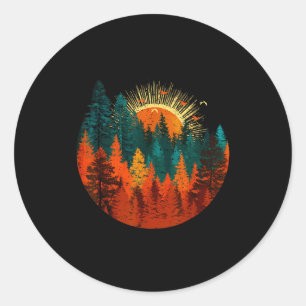 Adesivo Árvores da floresta vintage pôr do sol ao ar livre