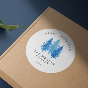 Adesivo Árvores de Aquarela Moderna Feliz Natal