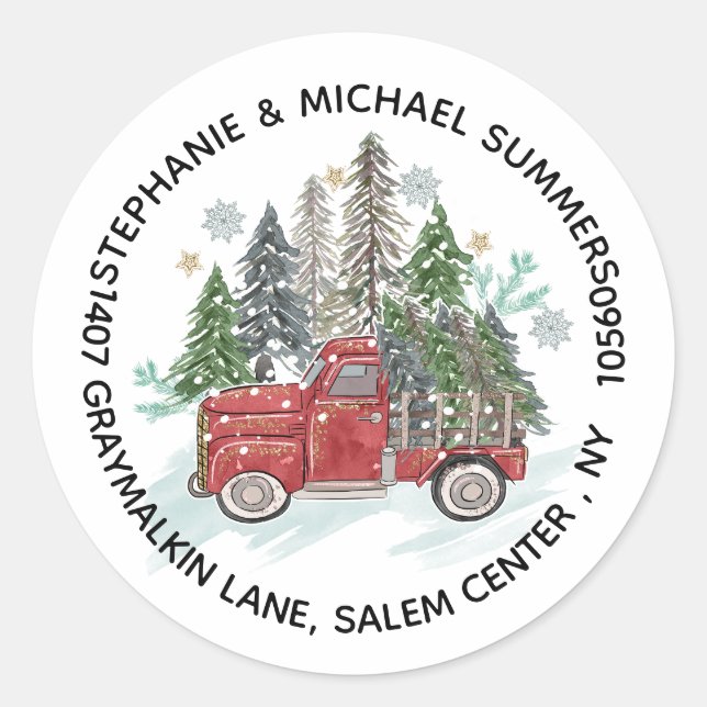 Adesivo Árvores de Caminhão de Natal Rústicas Endereço de  (Frente)