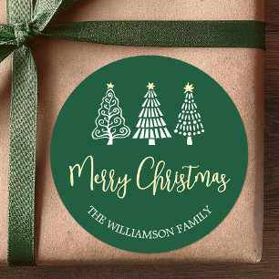 Adesivo Árvores de Natal Alegres Nome Caprichoso Script