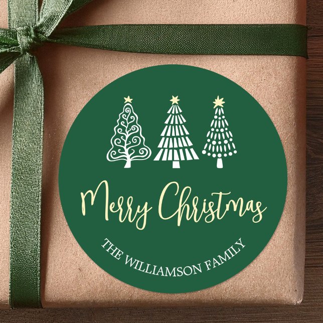 Adesivo Árvores de Natal Alegres Nome Caprichoso Script (Criador carregado)