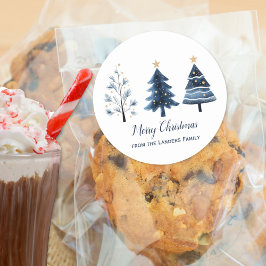 Adesivo Árvores de Natal Azuis e Douradas